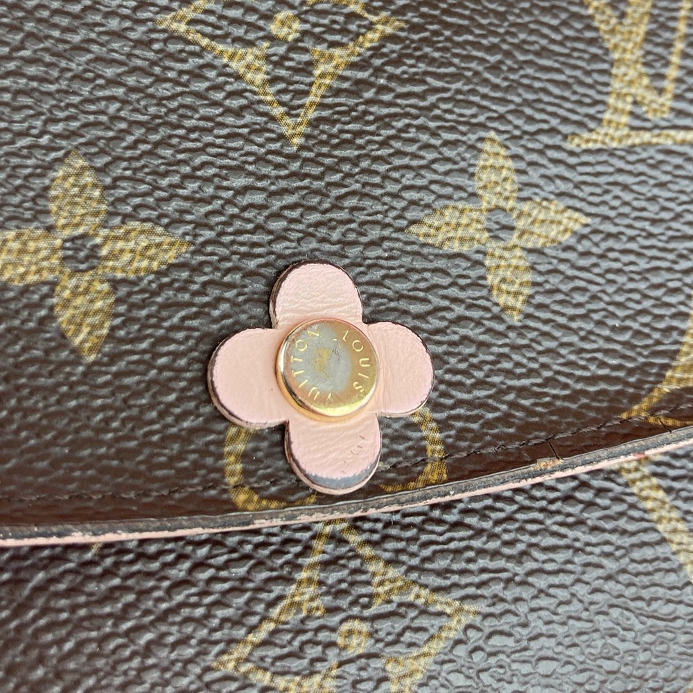 š«SOLDš«Louis Vuitton Long Wallet Portefeuille Emilie Brown Monogram with Pink - Picture 5 of 8